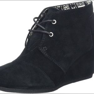 Black Toms Bootie Wedges in great condition.
